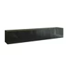 Comoda TV Suspendata Joy, 200x38x35 cm, Pal Melaminat, Front MDF cu Riflaj, Negru Lucios picture - 1