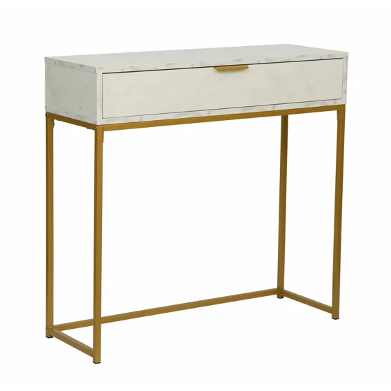 Consola Mersburg, 80x28x76.5 h cm, Metal/Pal Melaminat, Auriu/Alb picture - 1