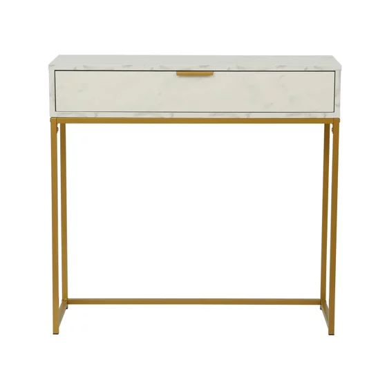 Consola Mersburg, 80x28x76.5 h cm, Metal/Pal Melaminat, Auriu/Alb picture - 2