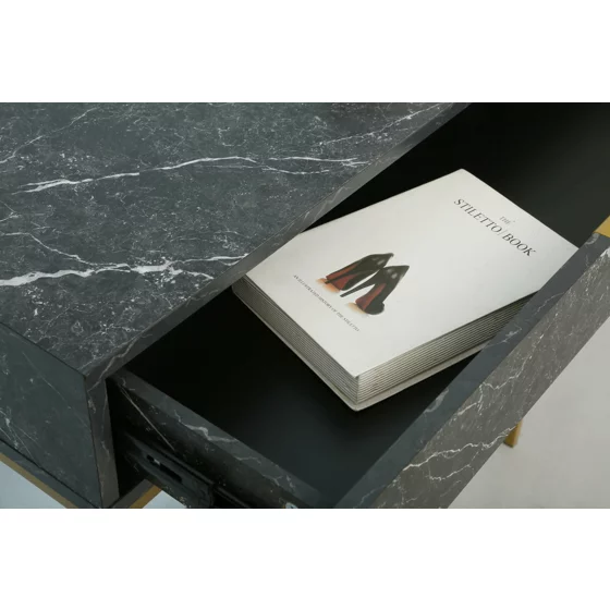 Consola Mersburg, 80x28x76.5 h cm, Metal/Pal Melaminat, Auriu/Negru picture - 3