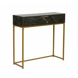 Consola Mersburg, 80x28x76.5 h cm, Metal/Pal Melaminat, Auriu/Negru