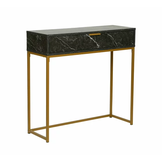 Consola Mersburg, 80x28x76.5 h cm, Metal/Pal Melaminat, Auriu/Negru picture - 1