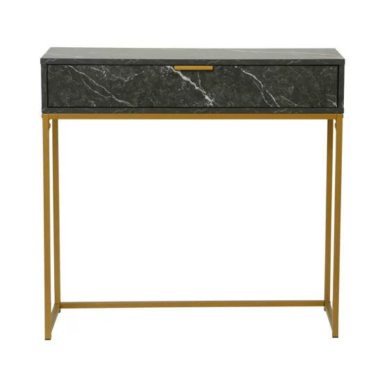 Consola Mersburg, 80x28x76.5 h cm, Metal/Pal Melaminat, Auriu/Negru picture - 4