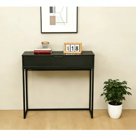 Consola Mersburg, 80x28x76.5 h cm, Metal/Pal Melaminat, Neagra