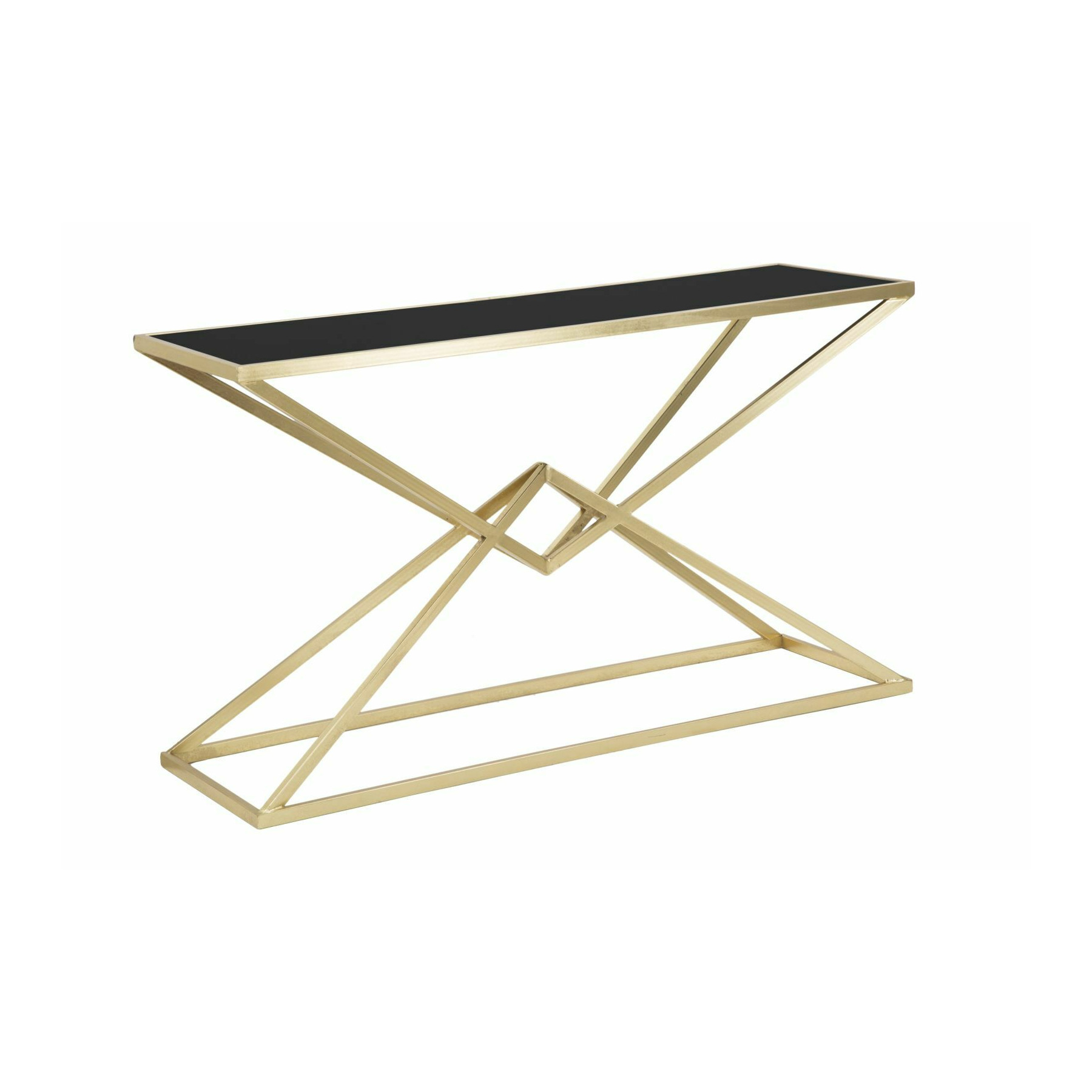 Consola, roma1813, auriu,negru, metal si sticla, 75x130x40 cm