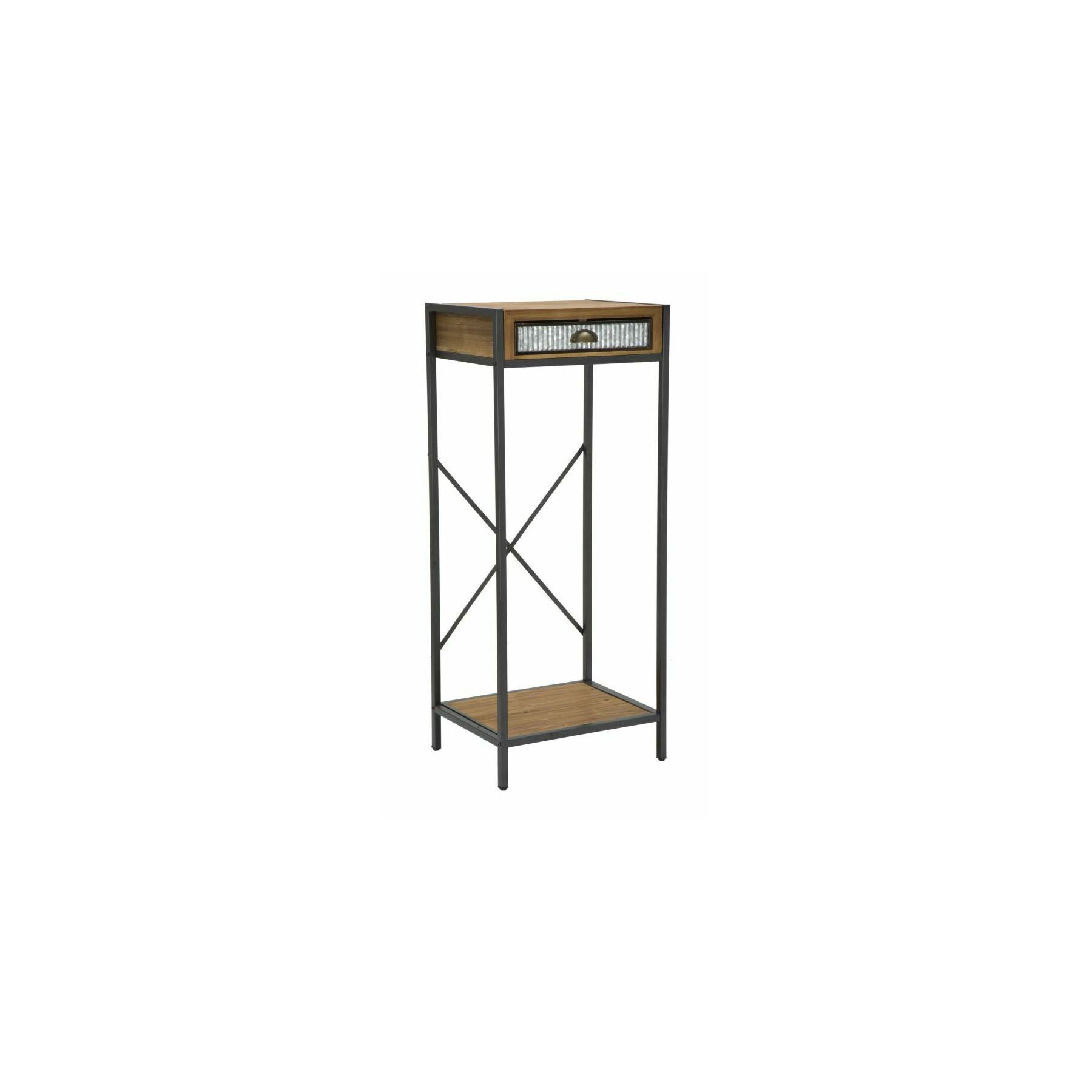 Consola, roma1903, maro, gri, metal si lemn de brad, 121x50x40 cm