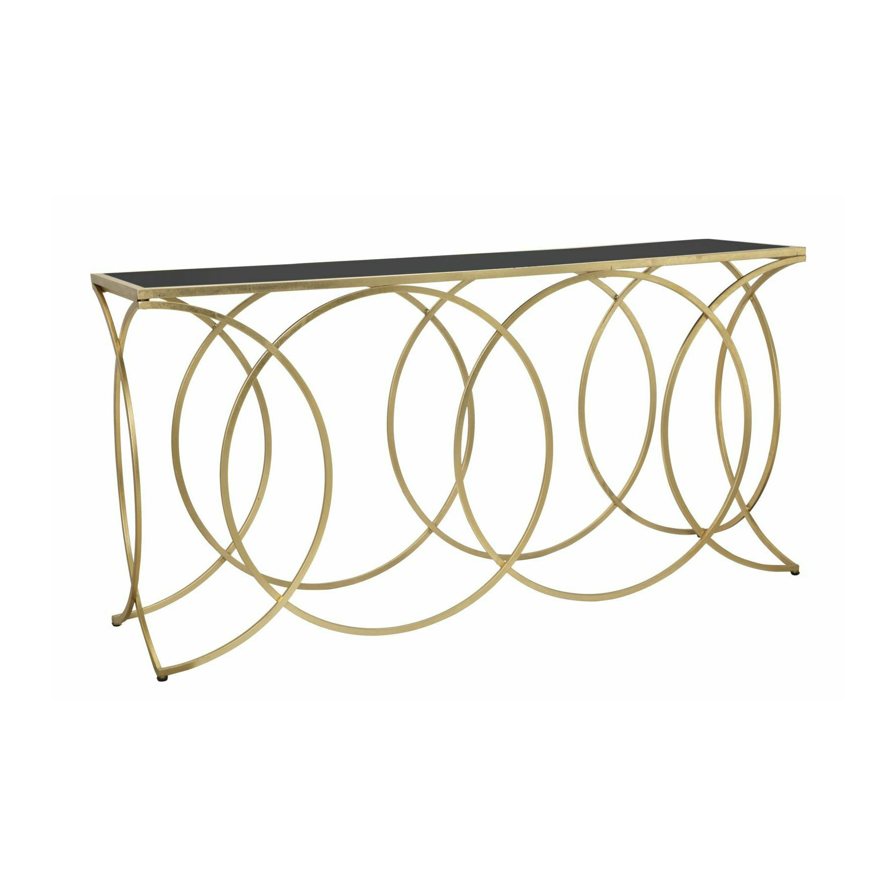 Consola, roma1961, auriu si negru, metal, sticla si 79x160x40 cm