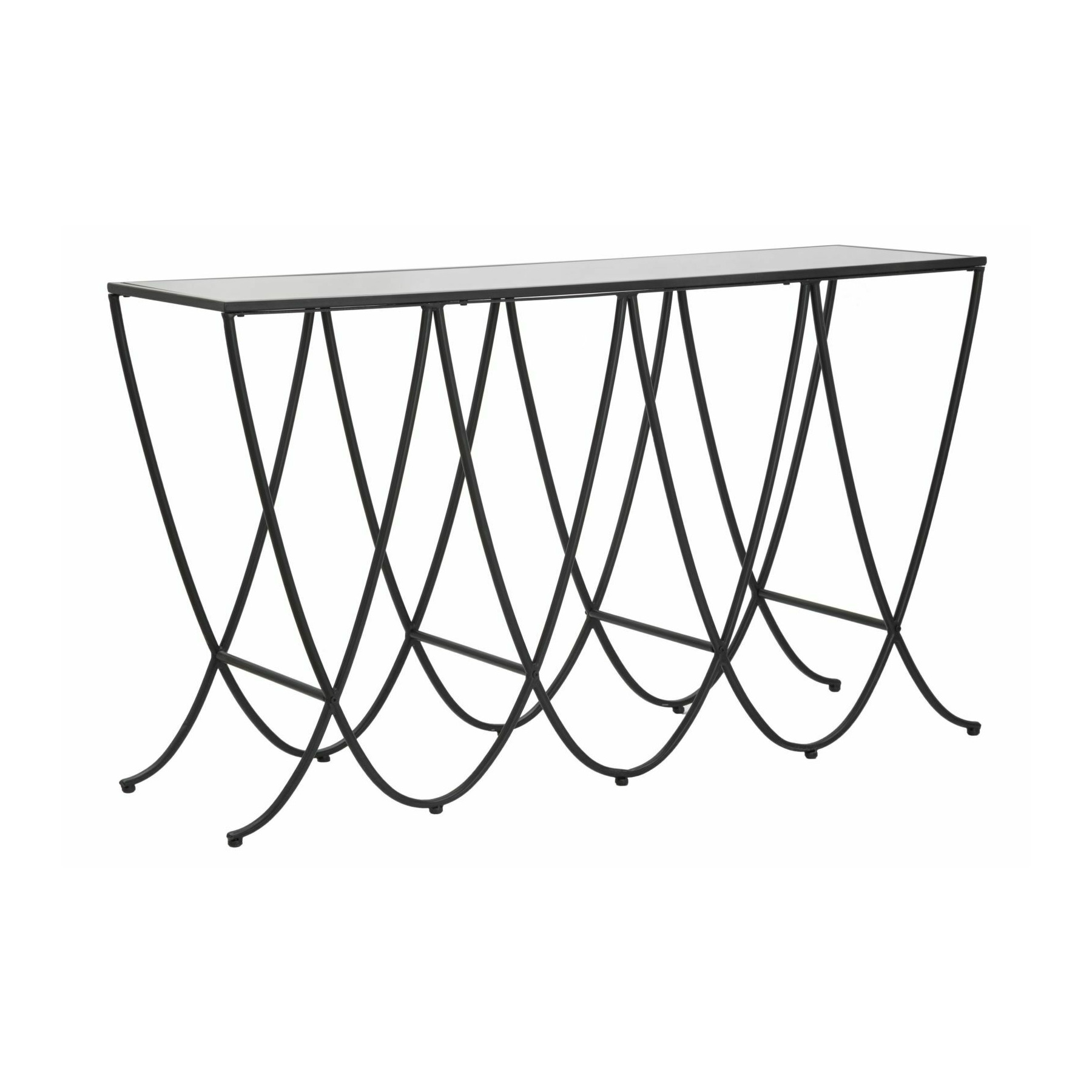 Consola, roma2039, negru, metal si oglinda, 80x140x40 cm
