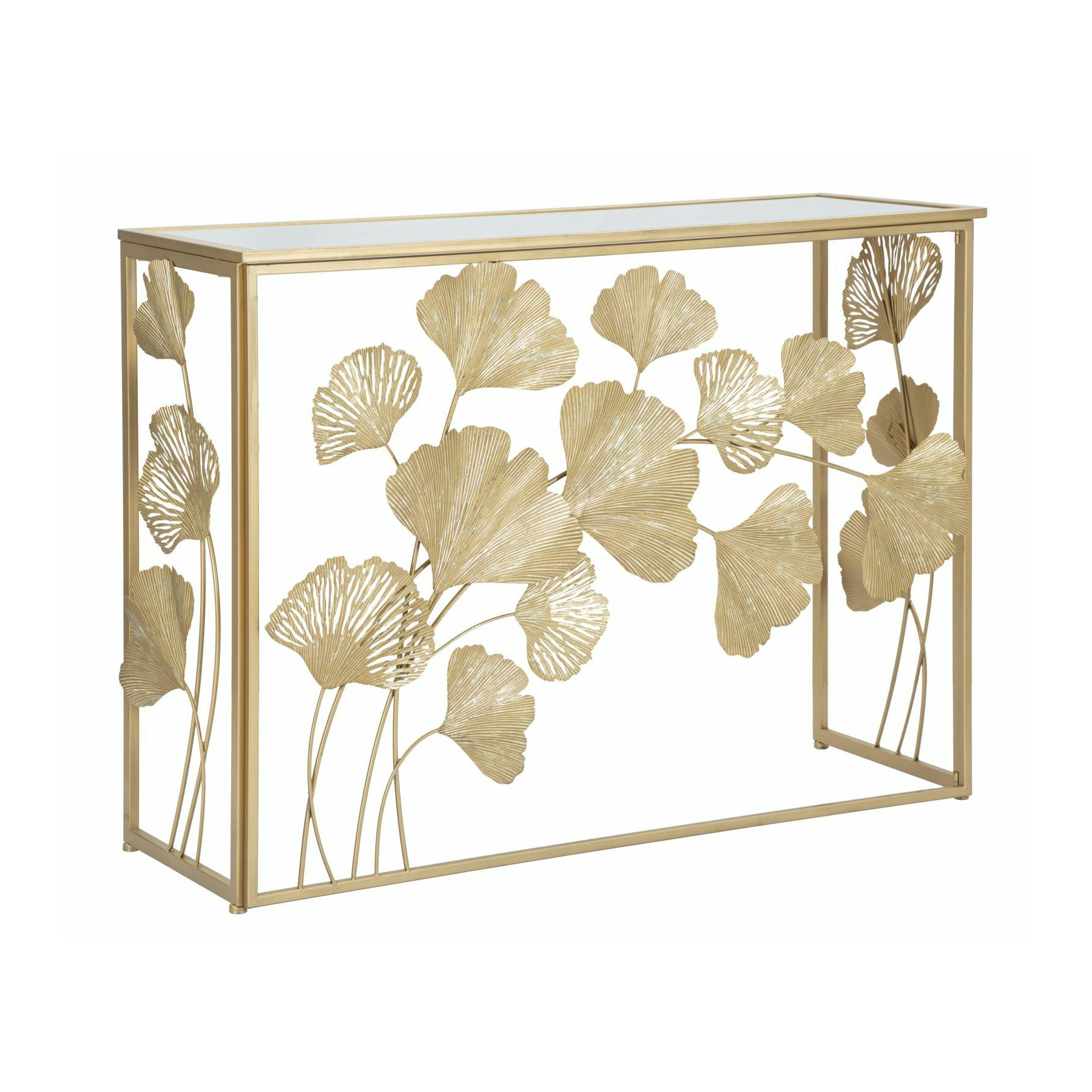 Consola, roma2093, auriu, metal, mdf si oglinda, 80x108x36.5 cm