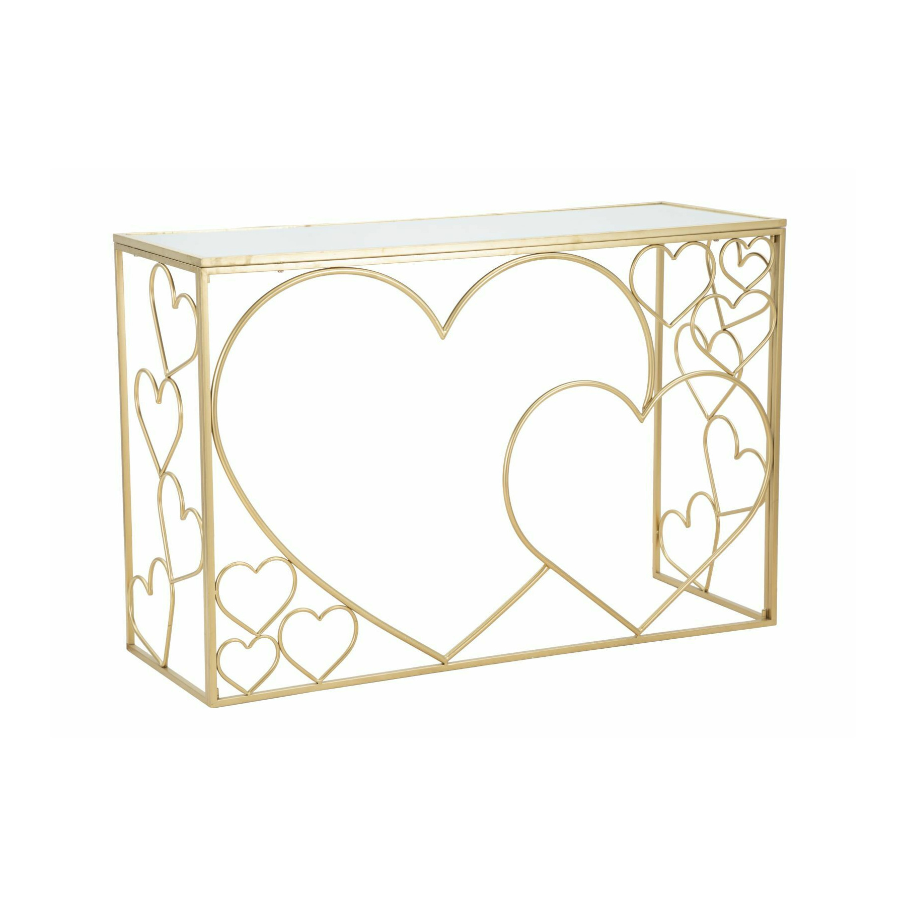 Consola, roma2171, auriu, metal, mdf si oglinda, 80x120x43 cm