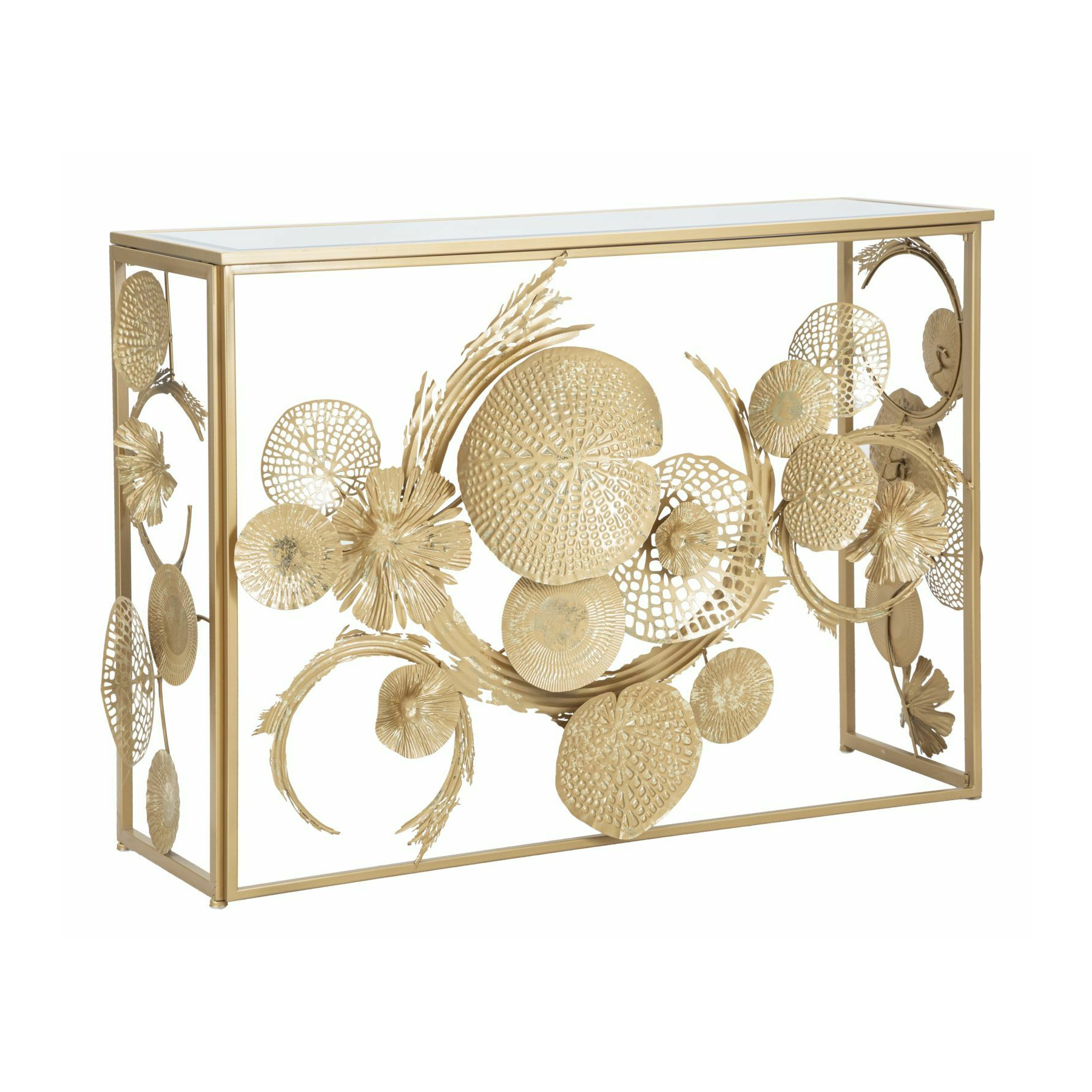 Consola, roma2219, auriu, metal, mdf, 80x114x40.5 cm