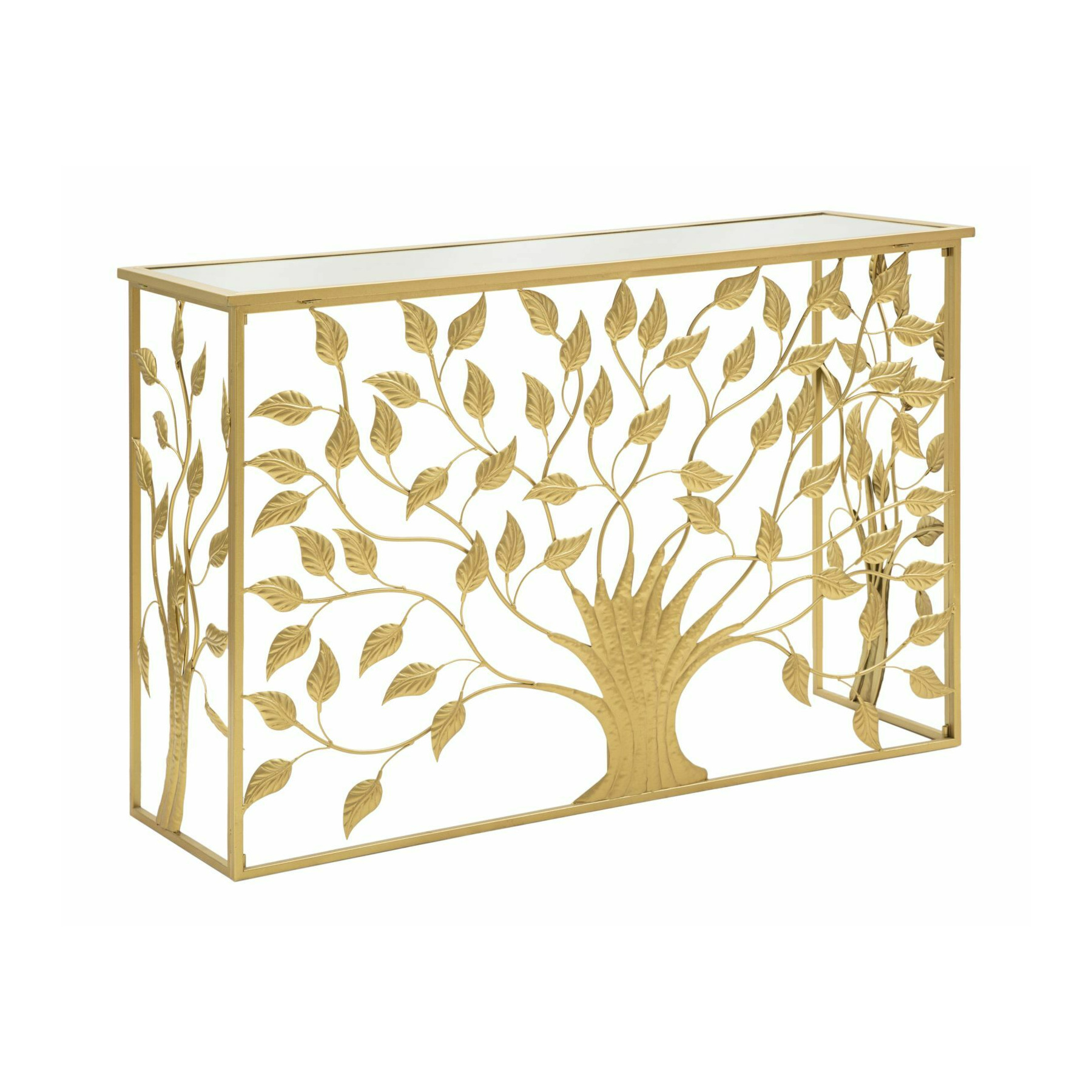 Consola, roma2275, auriu, metal, mdf si oglinda, 80x120x80 cm