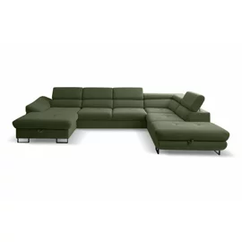 Coltar extensibil Fabio U, 350x235x175 cm, Stofa, Verde