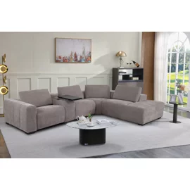 Coltar Jomala Cu Recliner Electric, Masuta Rotativa, Stanga, 332X245X76 h cm, Stofa, Gri Maroniu