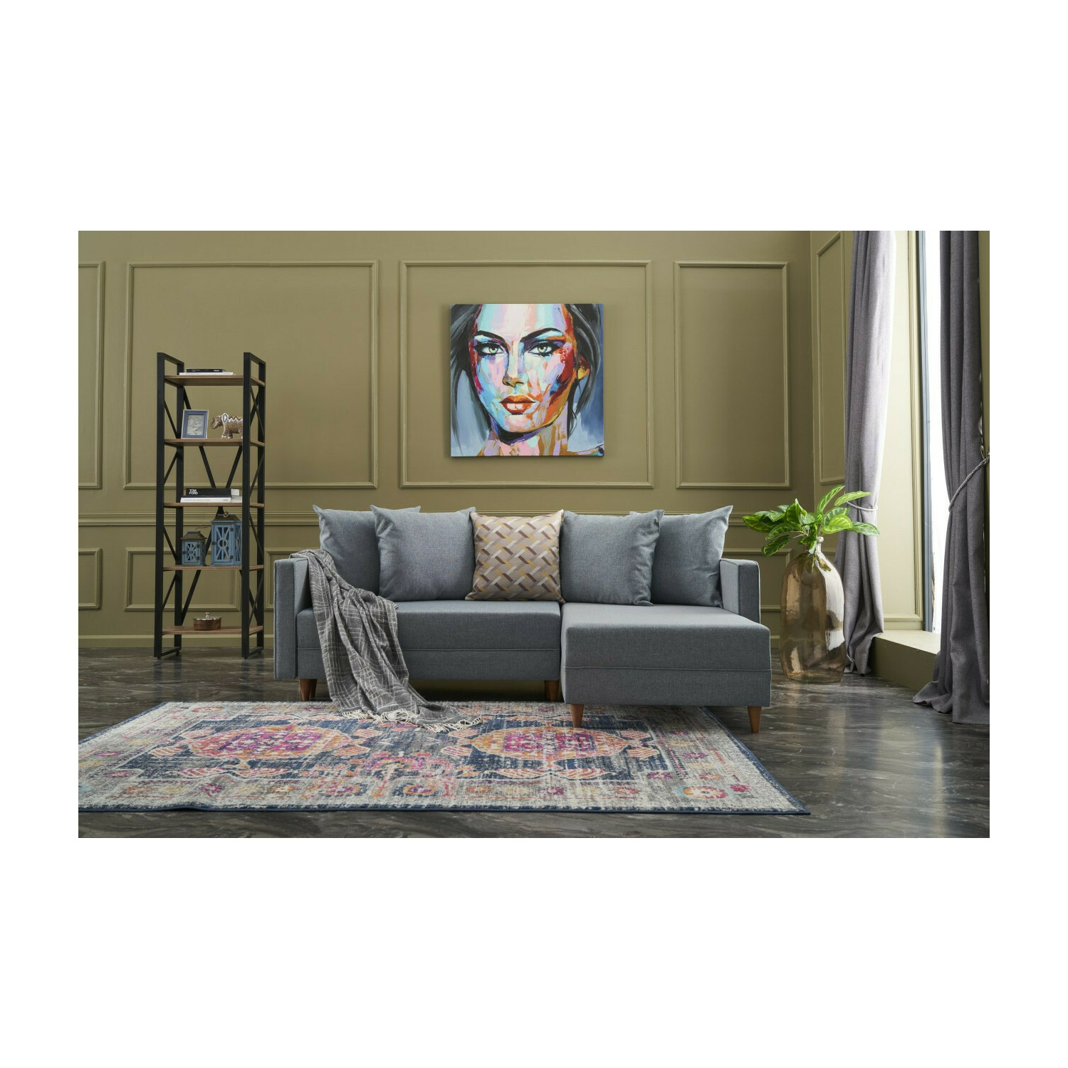 Cotlar extensibil aydam dreapta, 215x150x80 cm - albastru