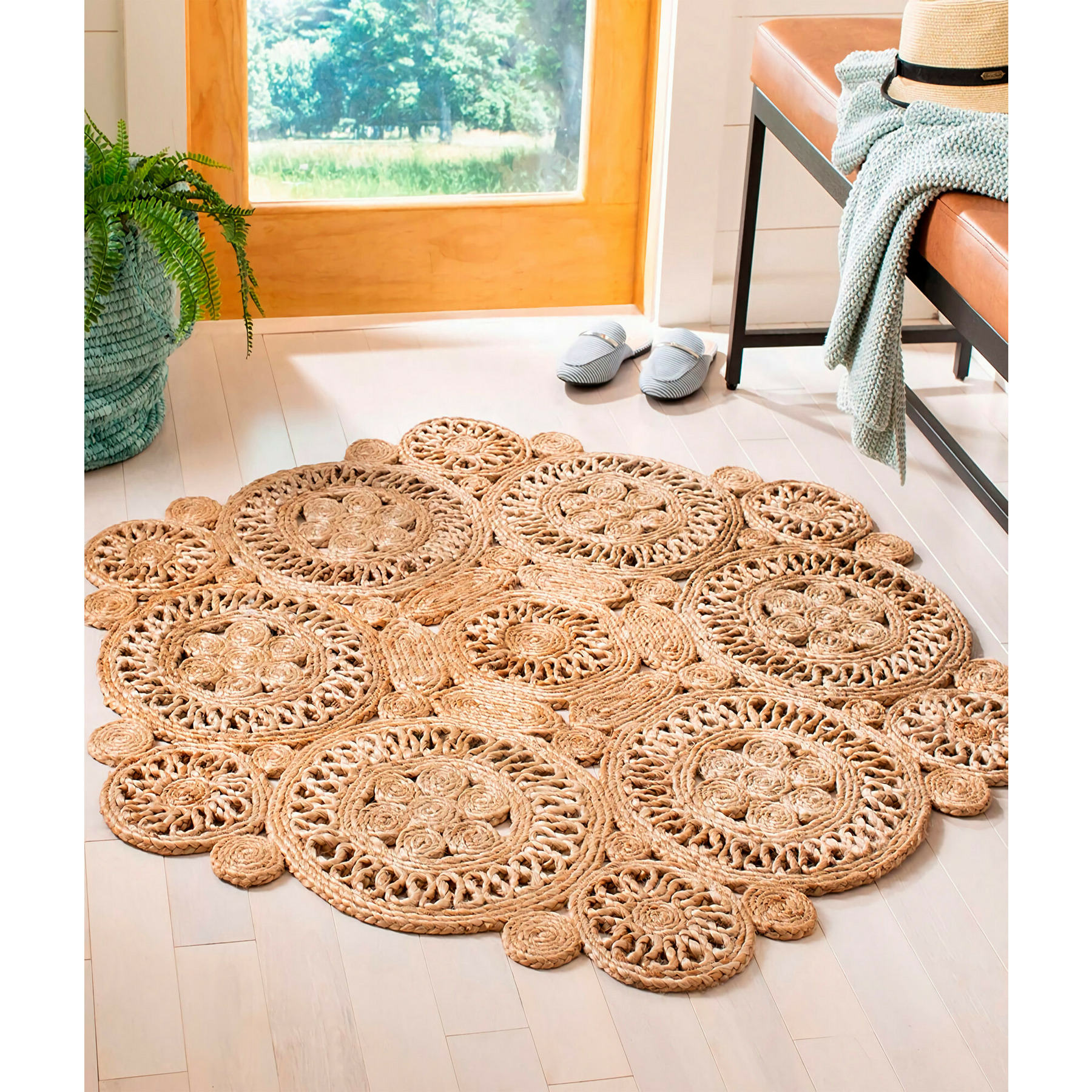 Covor aruba 1001, rotund, 90x90 cm, natur