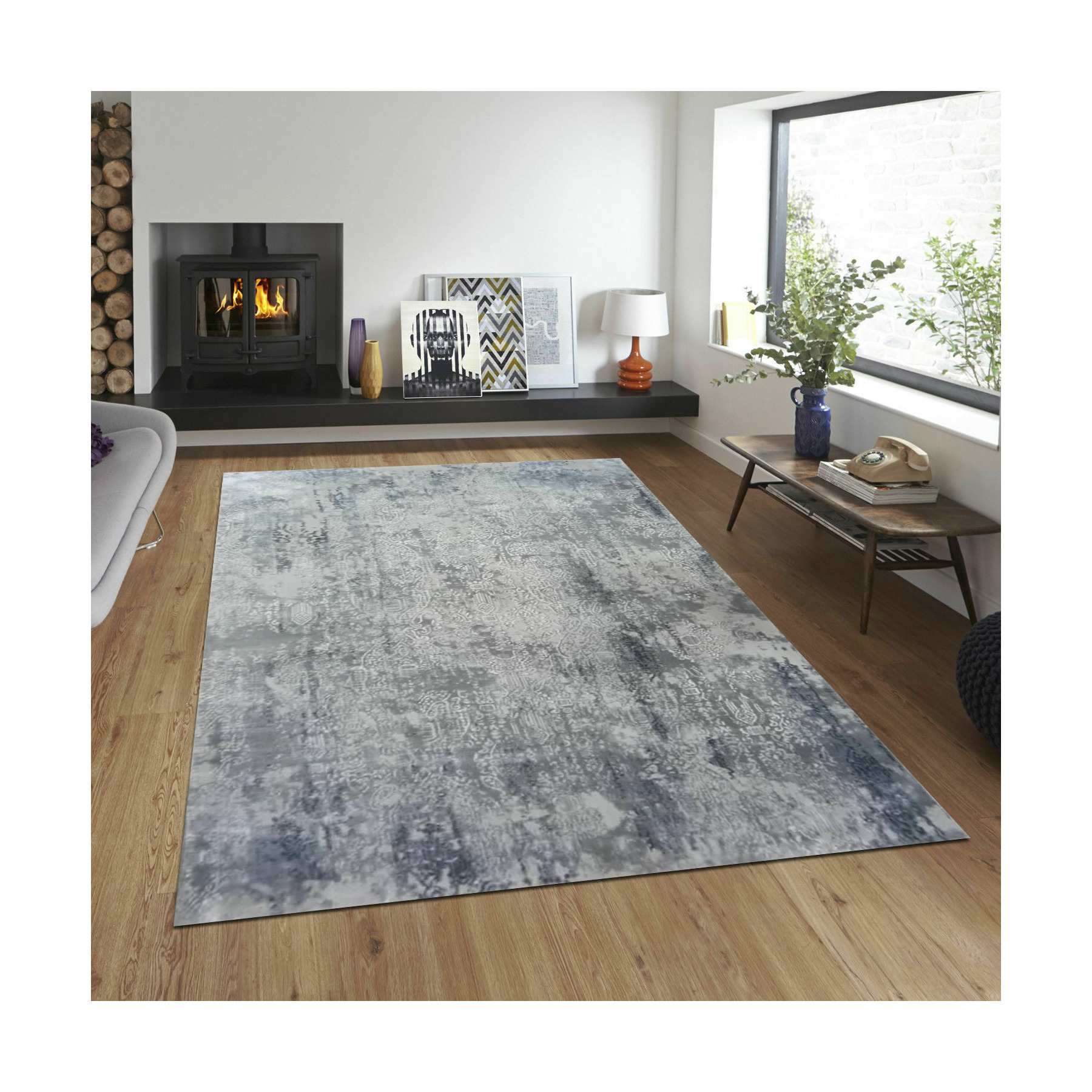 Covor aruba 1057, 160x230 cm, gri, alb