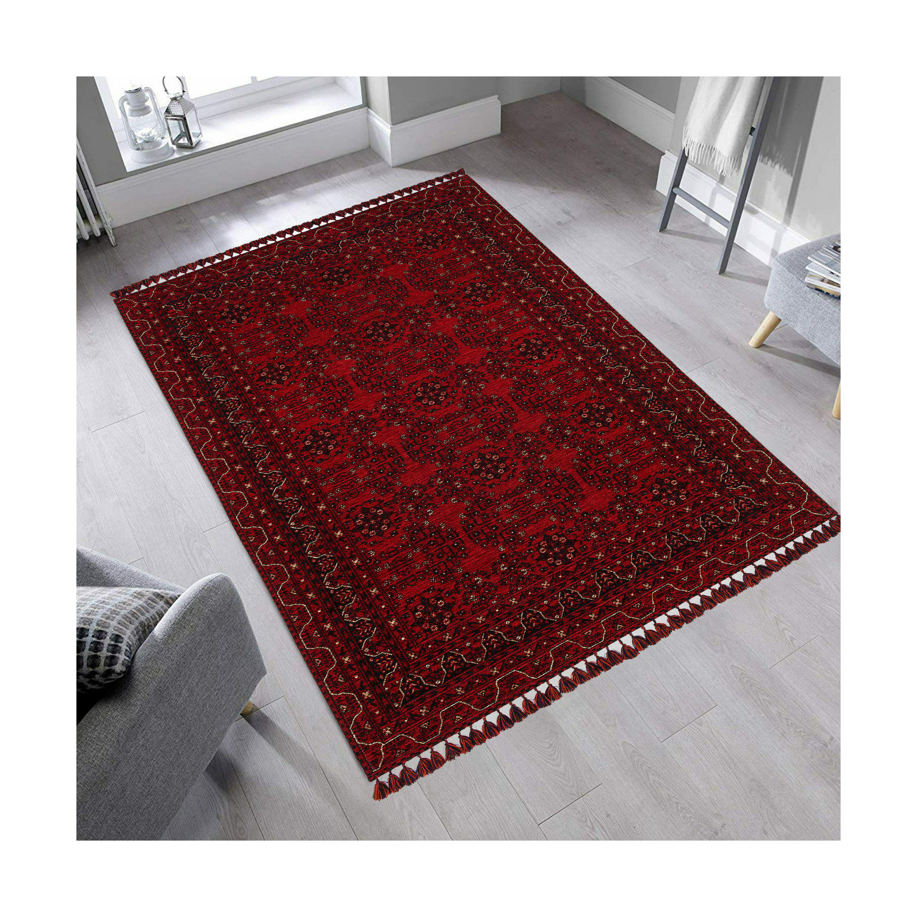 Covor aruba 1122, 160x230 cm, rosu, negru