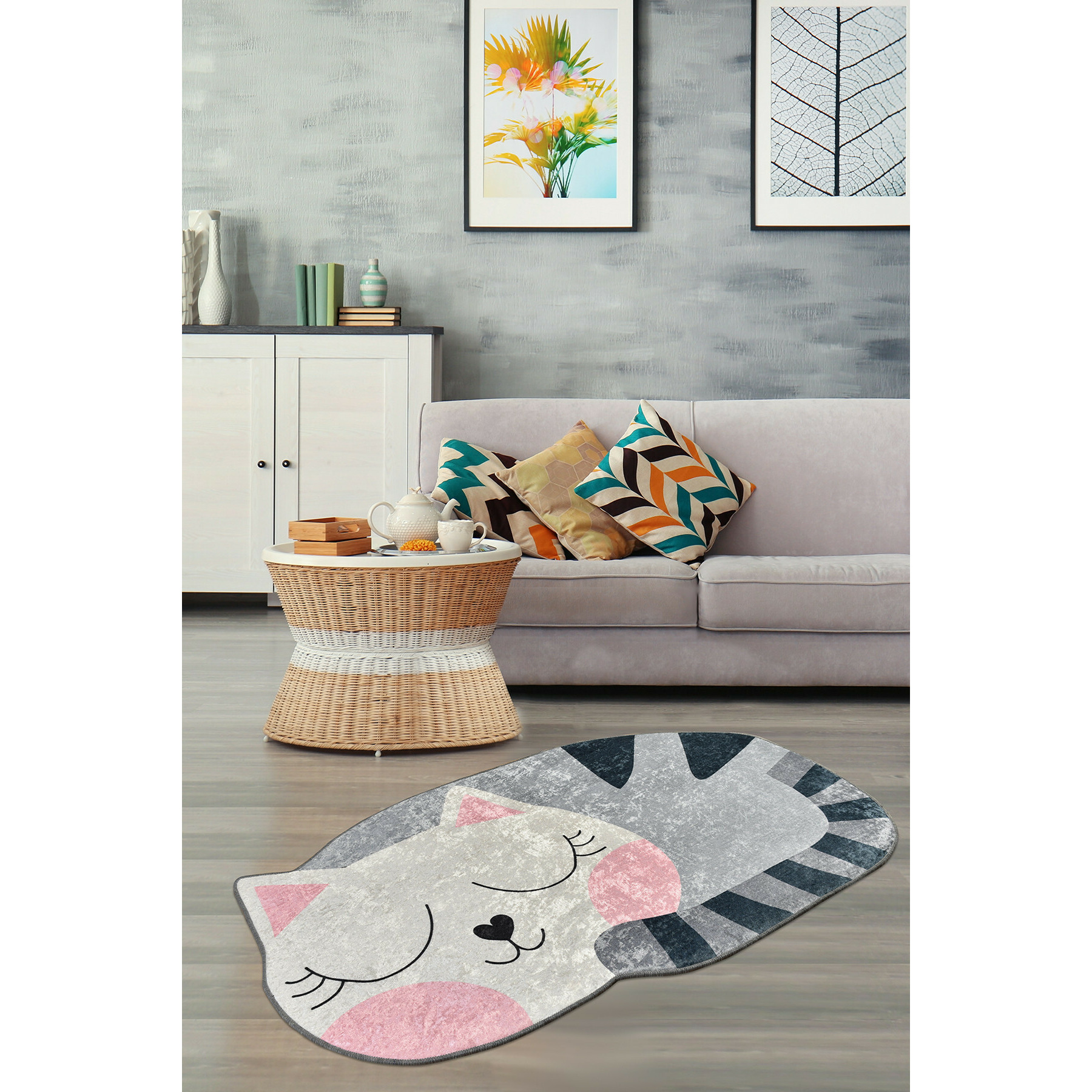 Covor aruba 1124, oval, 60x100 cm, roz, gri