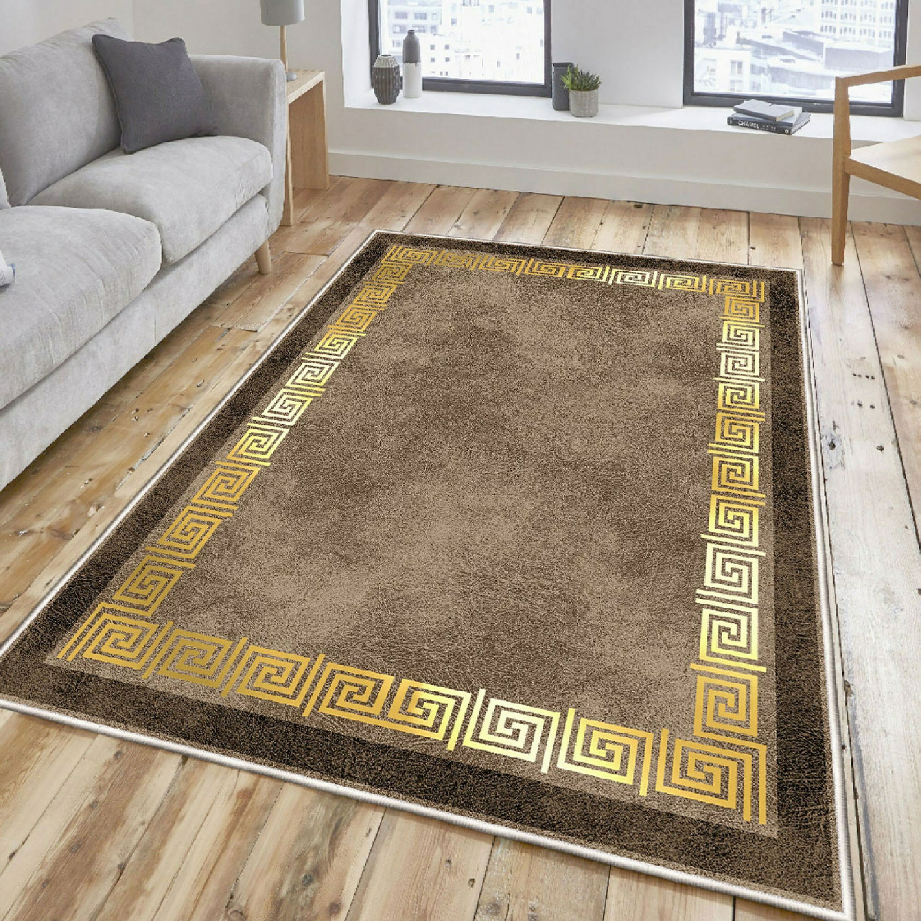 Covor aruba 1214, 120x180 cm, maro, auriu