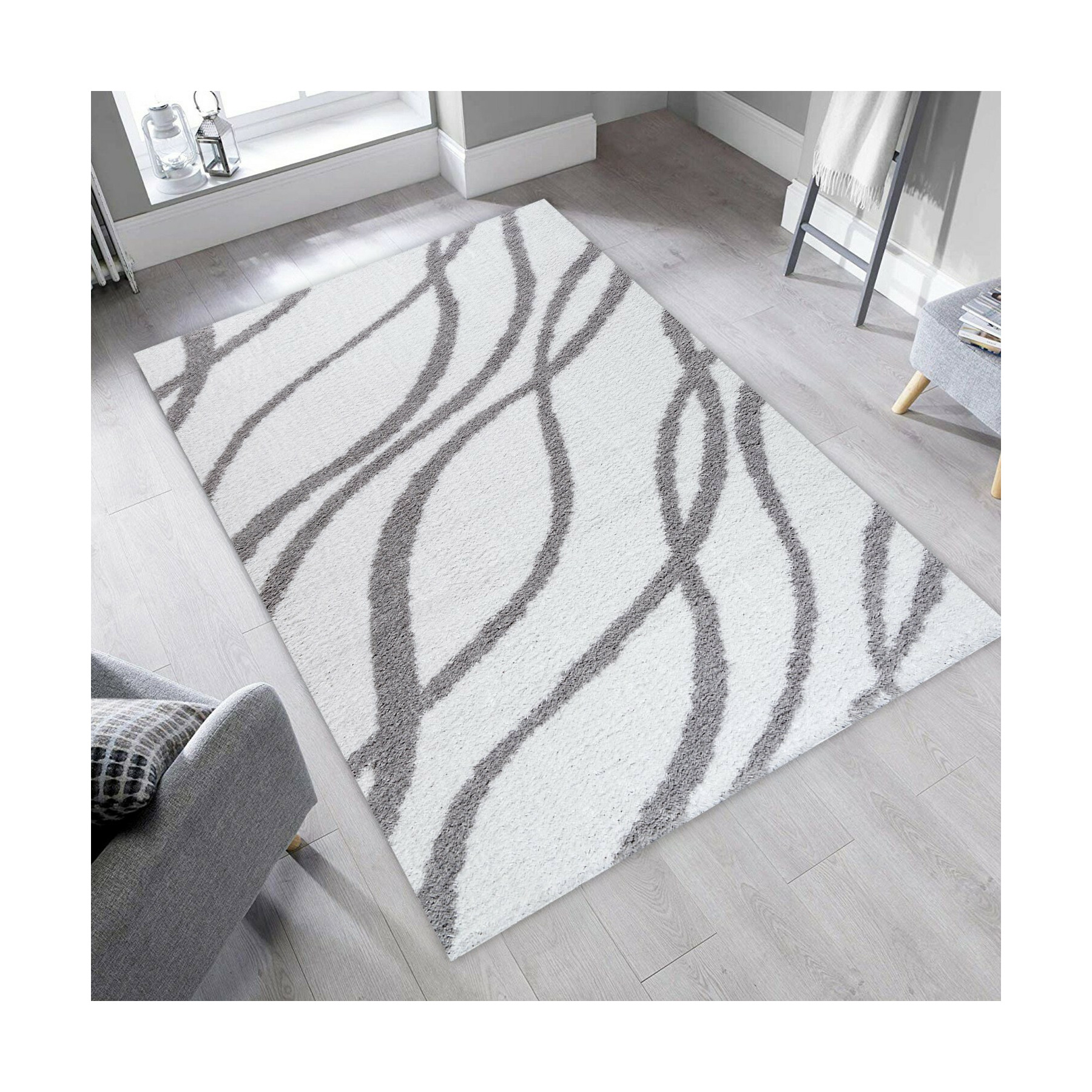 Covor aruba 1320, 120x170 cm, alb, gri