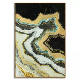 Decoratiune de perete, Roma1405, Multicolor, Sticla, Aluminiu si Hartie, 90x60x3.5 cm