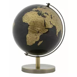 Decoratiune Glob Pamantesc, Roma1755, Negru,Bronz, Plastic, Metal, 17x13x13 cm