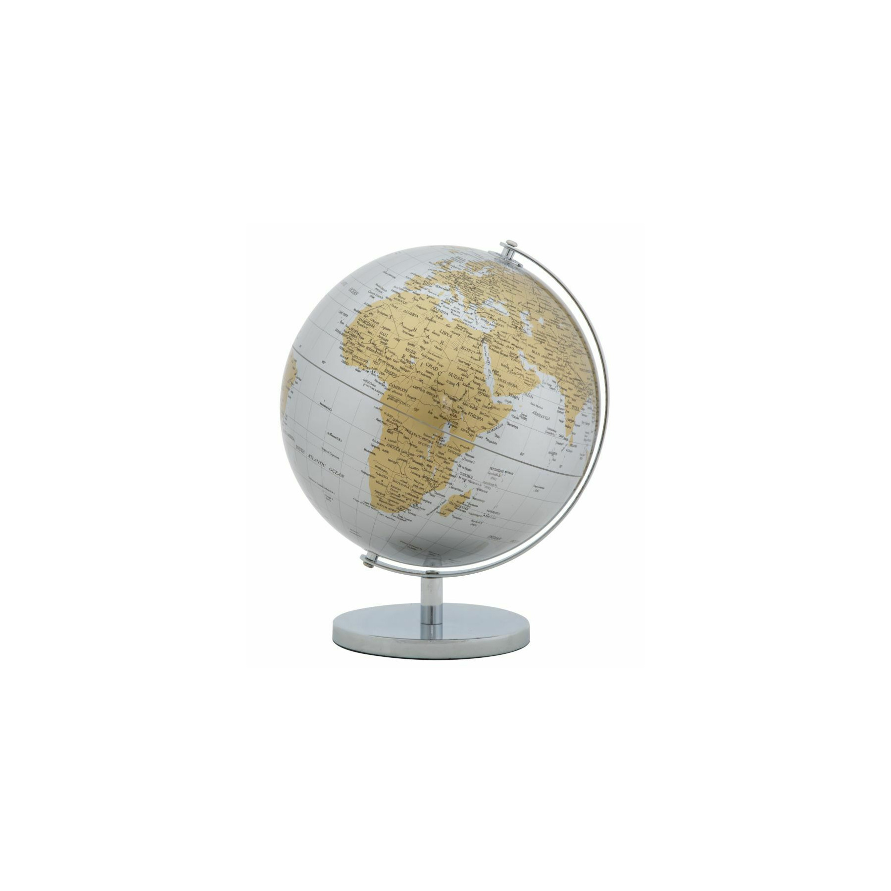 Decoratiune Glob Pamantesc, Roma1759, Bronz,Argintiu, Metal si Plastic, 34x25x25 cm