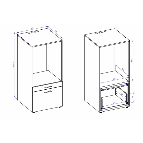 Dulap Cu Sertare Pentru Masina de Spalat Haine/Uscator, AZA - 3097ME60, 67x65x144 cm - Alb picture - 6