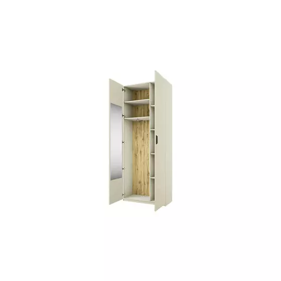 Dulap Modern 2DZ - cu Oglinda Interioara, 90x40x230 cm, Ecru/Stejar Navarra picture - 2