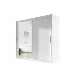 Dulap Usi Culisante Bega VI 180x58x215 cm, Alb Mat/Oglinda