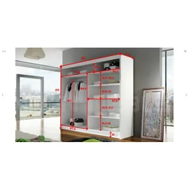 Dulap Usi Culisante Bega VI 180x58x215 cm, Alb Mat/Oglinda