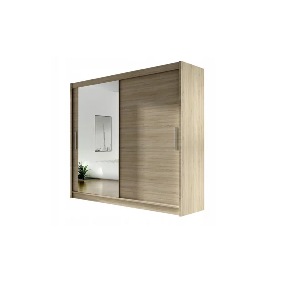 Dulap Usi Culisante Bega VI 180x58x215 cm, Stejar Sonoma/Oglinda picture - 1