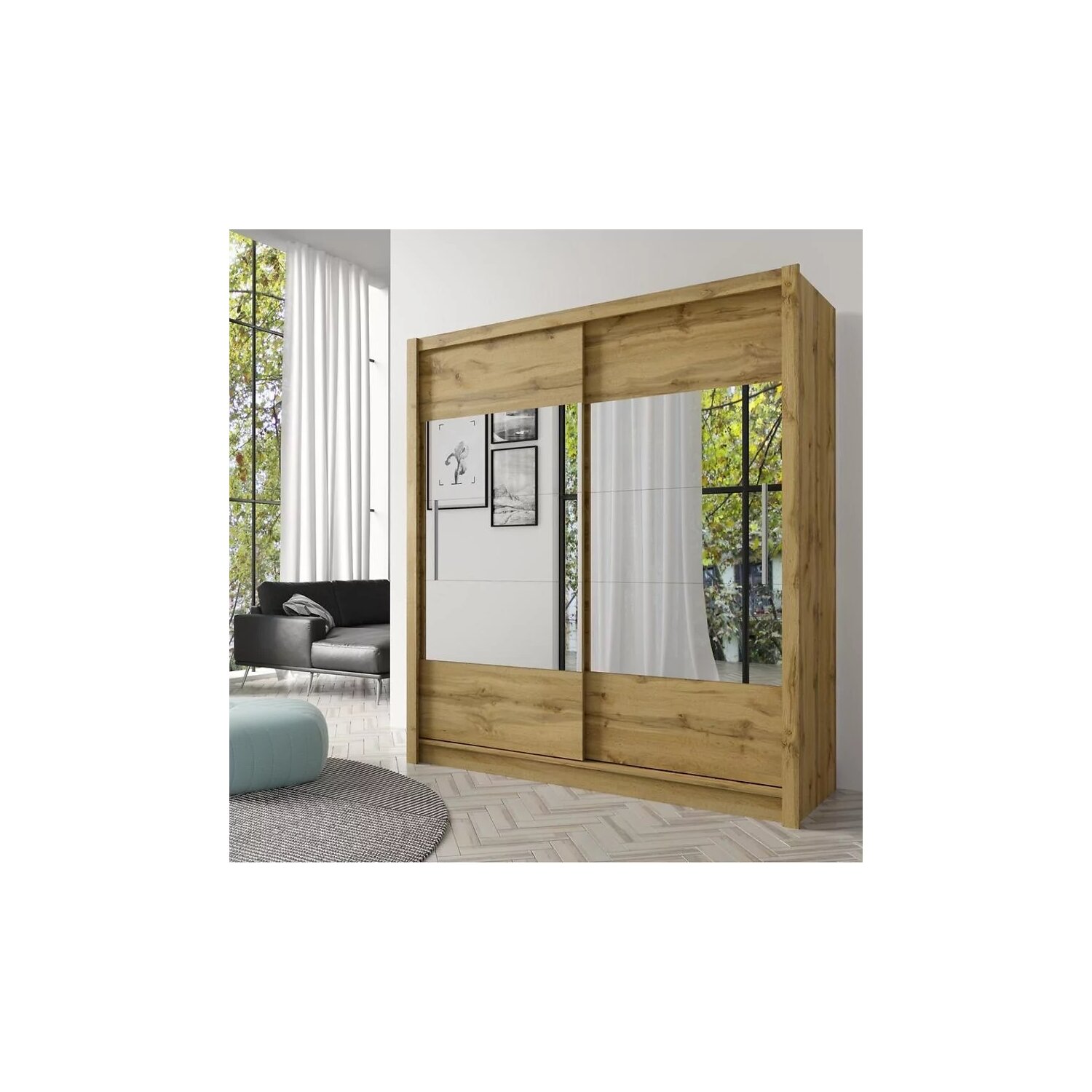 Dulap usi culisante roma vi 180cm stejar wotan