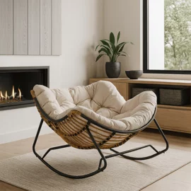 Fotoliu Balansoar de Gradina Emir, 100x115x71 h cm, Metal, Negru/Beige