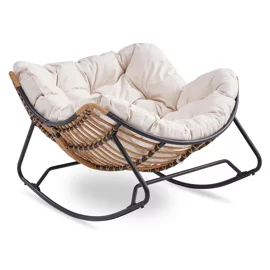 Fotoliu Balansoar de Gradina Emir, 100x115x71 h cm, Metal, Negru/Beige