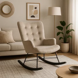 Fotoliu Balansoar Edirne, 70x78x90.5 cm, Stofa tip Catifea, Beige