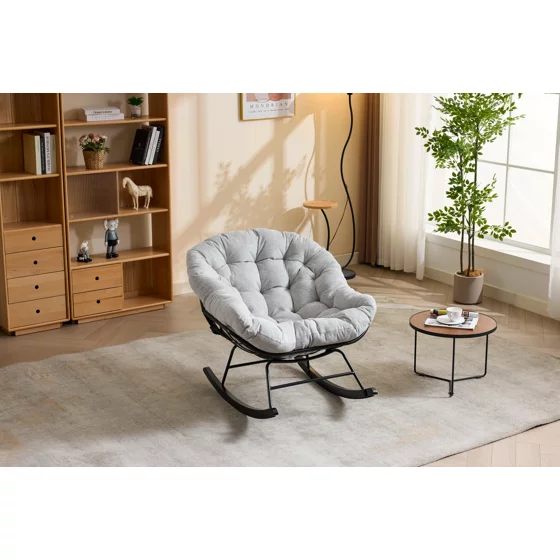 Fotoliu Balansoar Lilia, 90x102x89 h cm, Stofa Gri picture - 3