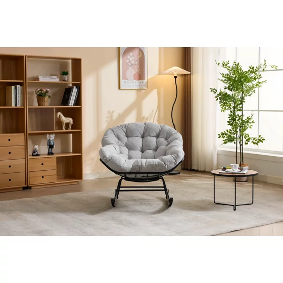 Fotoliu Balansoar Lilia, 90x102x89 h cm, Stofa Gri picture - 4