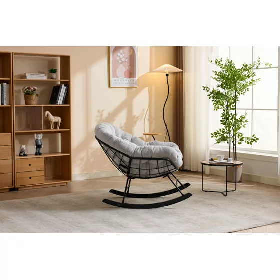 Fotoliu Balansoar Lilia, 90x102x89 h cm, Stofa Gri picture - 5