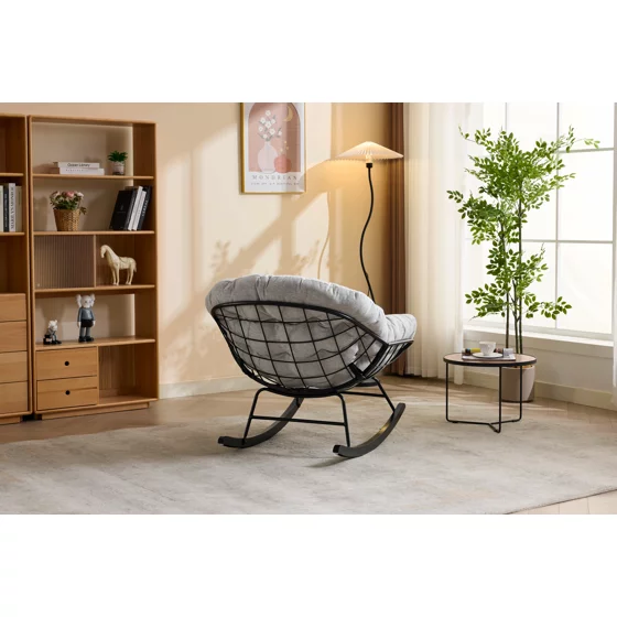 Fotoliu Balansoar Lilia, 90x102x89 h cm, Stofa Gri picture - 6