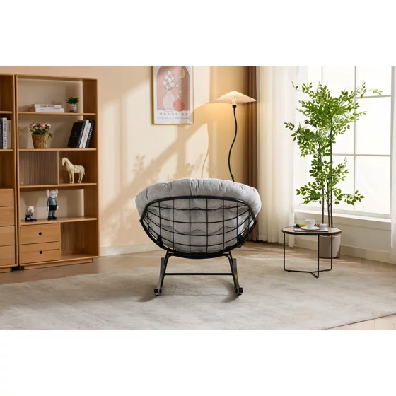 Fotoliu Balansoar Lilia, 90x102x89 h cm, Stofa Gri picture - 7