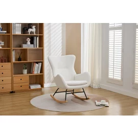 Fotoliu Balansoar Molma, 67x85x93 cm, Stofa Boucle, Beige