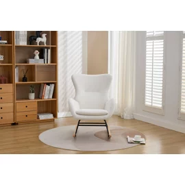 Fotoliu Balansoar Molma, 67x85x93 cm, Stofa Boucle, Beige