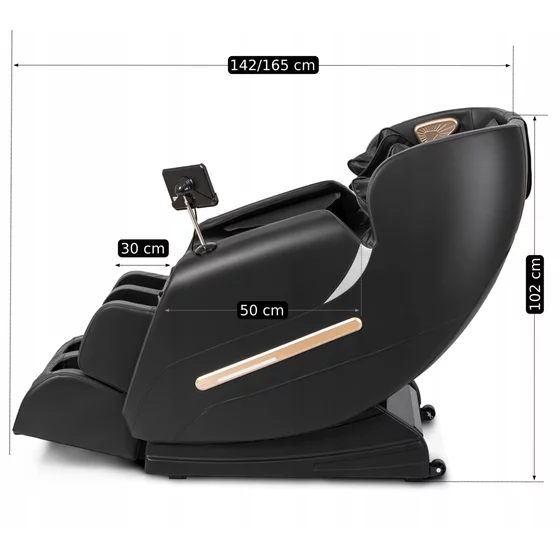 Fotoliu cu Masaj Maximus, 75x142/165x102 h cm, Piele Ecologica, Negru picture - 6