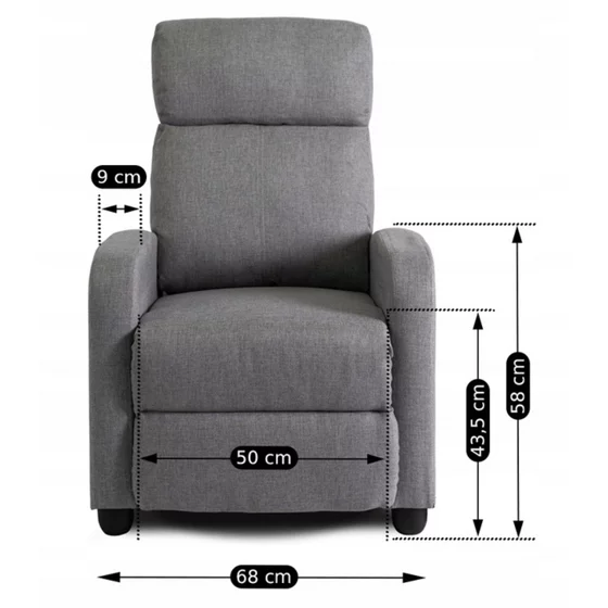 Fotoliu Cu Recliner Dharma, 68x78-155x100 cm, Stofa, Gri picture - 5