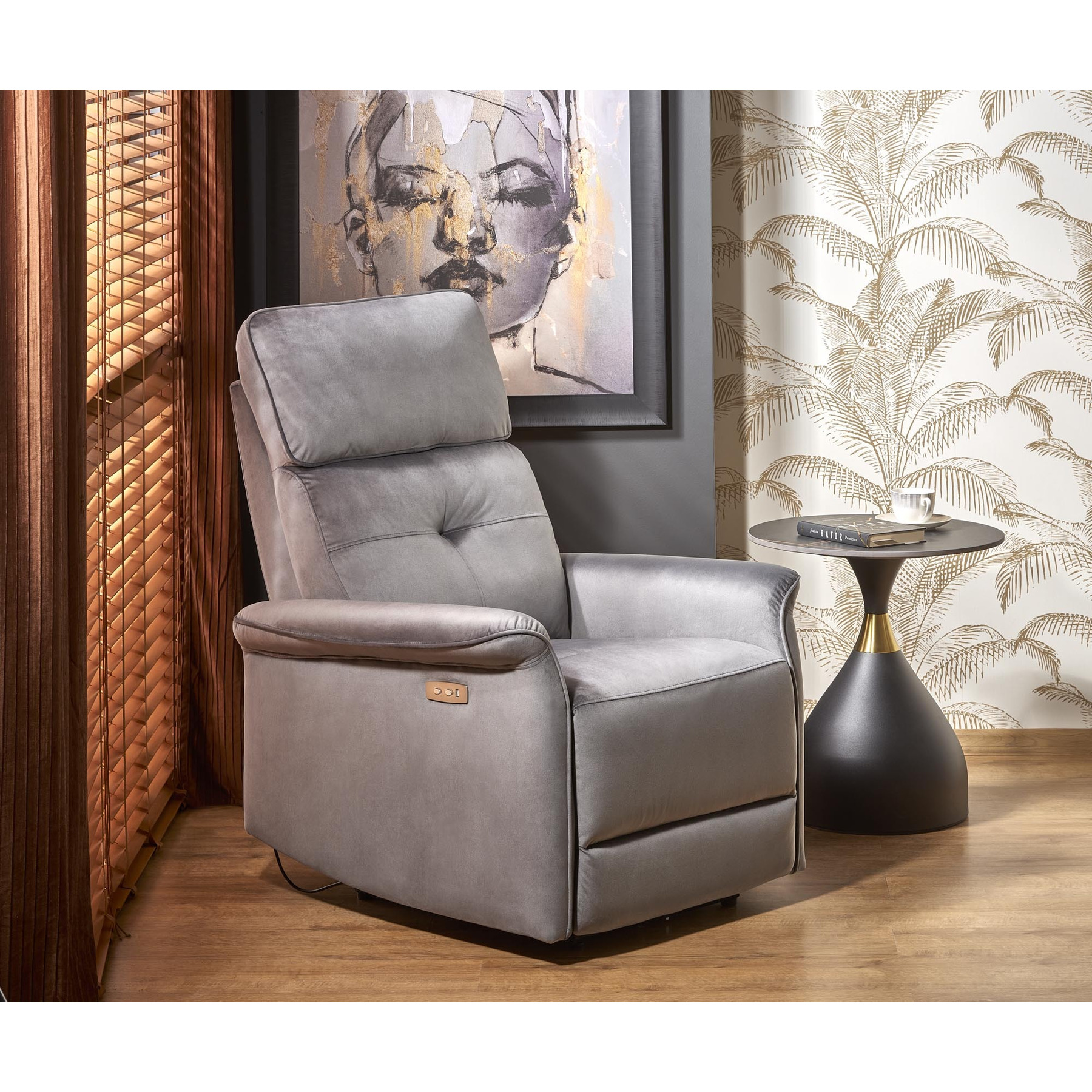 Fotoliu cu recliner electric hagen 444, 80x90-170x92x108 cm, gri
