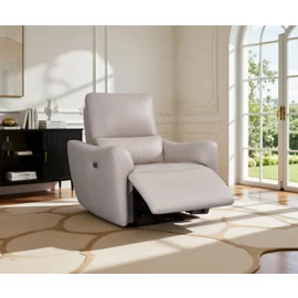 Fotoliu Cu Recliner Electric, Nubello 1R, 96x93x100 cm, Piele Naturala, Crem Inchis