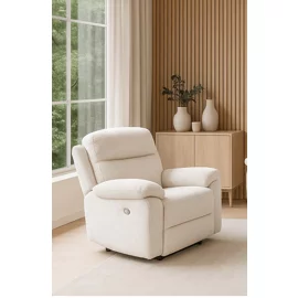 Fotoliu Cu Recliner Luvia, Actionare Electrica, 91x91x100 h cm, Stofa Beige Deschis