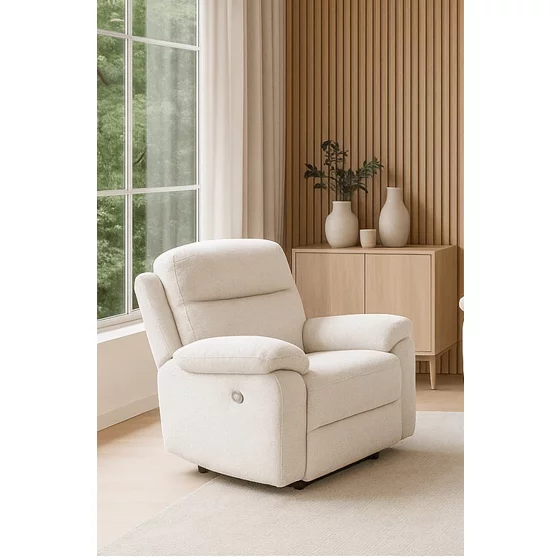 Fotoliu Cu Recliner Luvia, Actionare Electrica, 91x91x100 h cm, Stofa Beige Deschis picture - 1